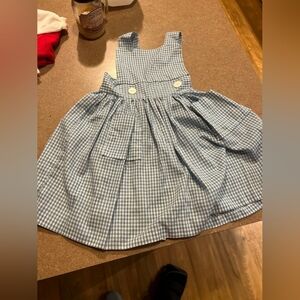 Blue Gingham Pinafore Dress for Girls